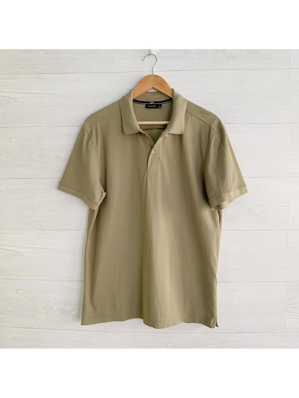 J.Lindeberg Mens XL Taupe 100% Cotton Pique Polo Shirt Short Sleeve Golf